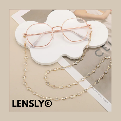 LENSY© Rhinestone Glasses Chain Simple