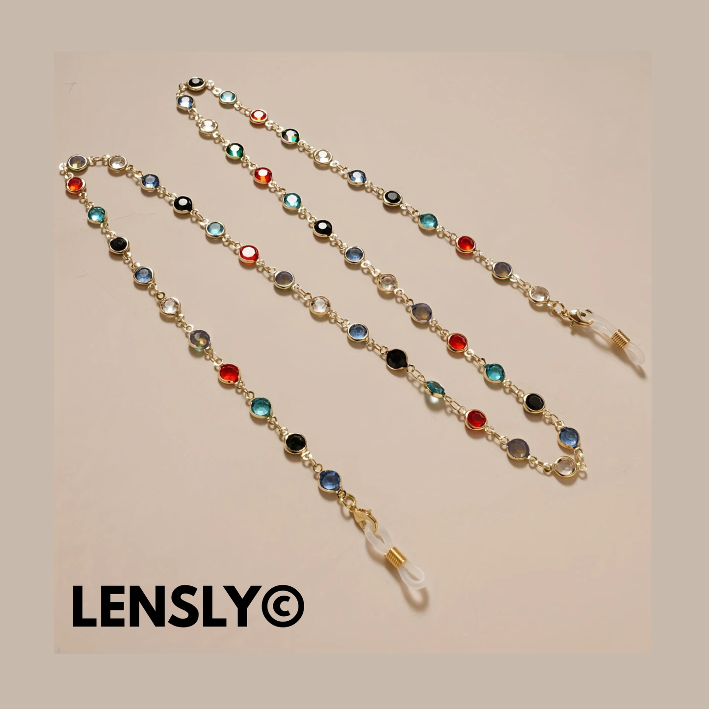 LENSY© Rhinestone Glasses Chain Simple